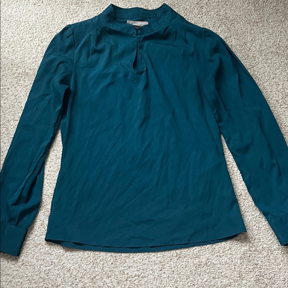 Banana Republic Teal Blouse with Keyhole Neckline